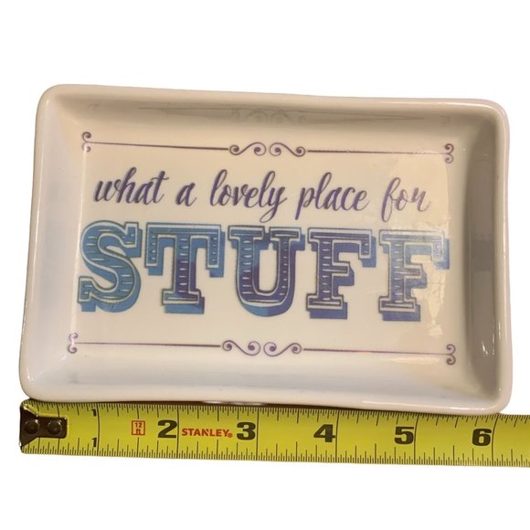 SET of 3 Trinket Dish Tray Jewelry Ring Coin Eyeglass Whimsical Colorful Ceramic - Picture 2 of 10